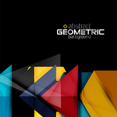 Fototapeta premium Textured paper geometric shapes on black