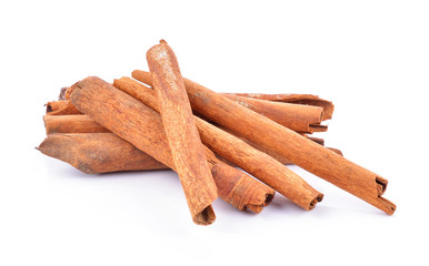 cinnamon on white background