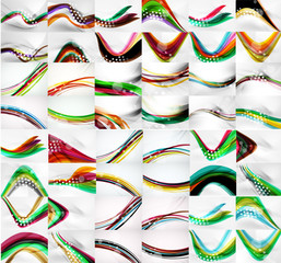 Fototapeta premium Set of blurred flowing waves backgrounds