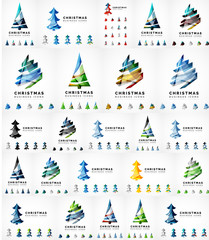 Vector Christmas tree icon set. Geometric design