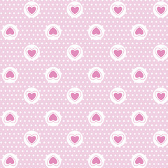 Love valentine's day seamless pattern. Endless texture with hearts in pink and white. vector illustration. For invitations, scrapbooking, cards, posters. pattern swatches included in file.