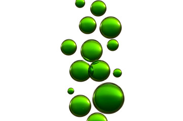 Nice green air bubbles soars over a white background