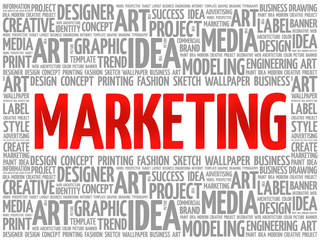 Obraz premium MARKETING word cloud, creative business concept background