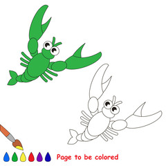 Crawfish in vector cartoon to be colored. 