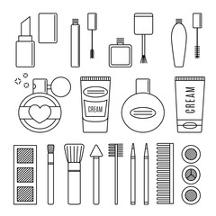 Make up and cosmetics vector set.