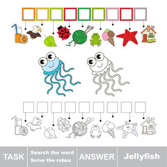 Search the word. Find hidden word Jellyfish