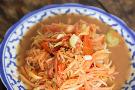 Papaya salad Thai cuisine spicy delicious