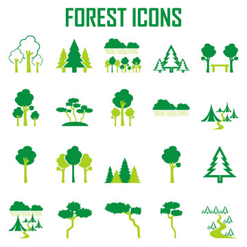 tree, forest icon vector set.