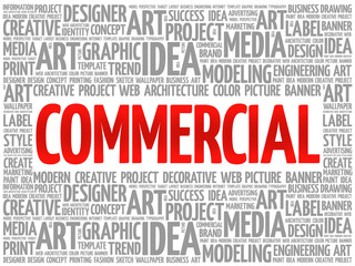 COMMERCIAL word cloud, creative business concept background