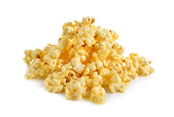 pop corn with butter flavoured on white background