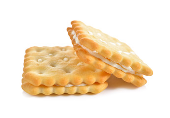 puff sandwich lemon flavoured cream on white background