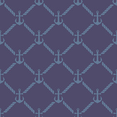 Naklejka premium vector pattern anchor and rope
