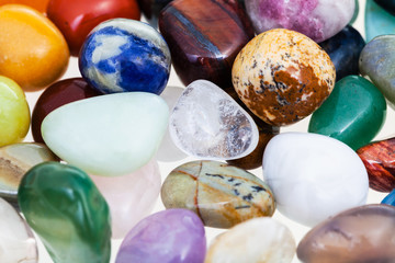 pile of various gemstones close up