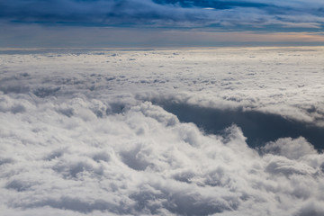 Cloudy sky with horizon, aerial photography.