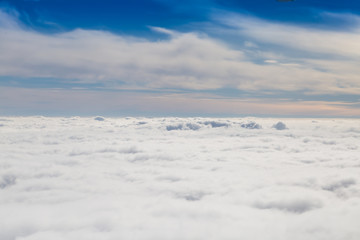 Cloudy sky with horizon, aerial photography.