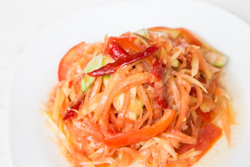 Papaya salad Thai cuisine spicy delicious