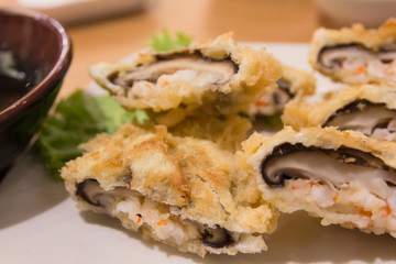 shiitake with shrimp tempura