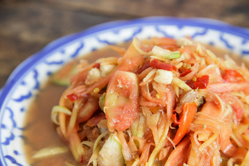Papaya salad Thai cuisine spicy delicious