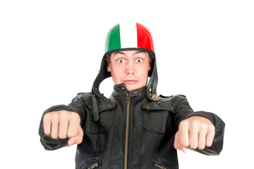 Teen with helmet