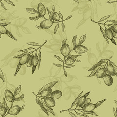 Fototapety  Seamless pattern with olive branches