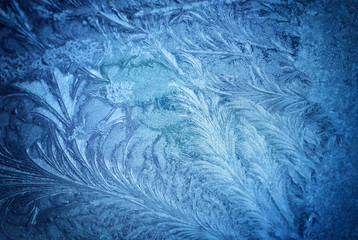 Ice patterns on winter glass