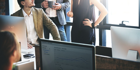 Business Team Busy Working Talking Concept