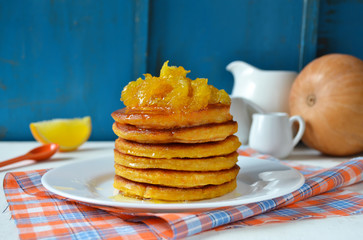 Pancake with pumpkin and orange 