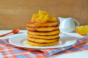 Pancake with pumpkin and orange 