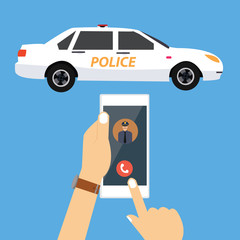 call police car via mobile phone emergency