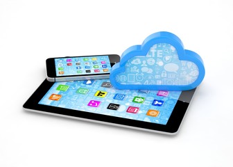 tablet pc, smart phone and cloud