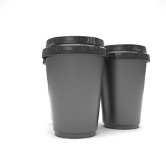 Three paper coffee cups