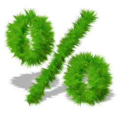 Conceptual green grass 3D font isoalted