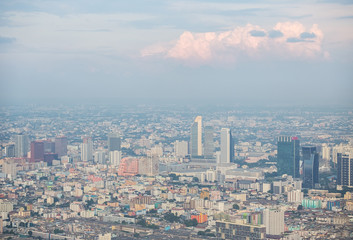 The sky above the city.Aerial view on Bangkok from Baiyoke Sky hotel