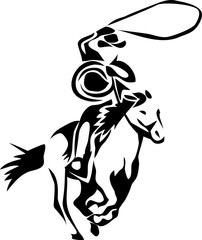cowboy roping - stylized illustration