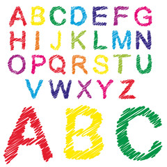 Conceptual sketch colorful child font collection