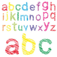 Conceptual sketch colorful child font collection