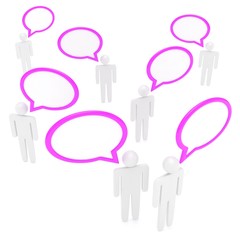 people with talk bubbles isolated over a white background