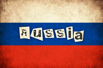 Russia grunge flag illustration of country with text