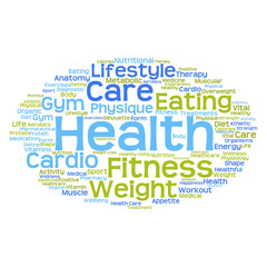 Obraz premium Concept or conceptual abstract health diet or sport word cloud or wordcloud isolated on white background