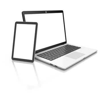 Modern Laptop and tablet isolated on white.