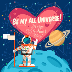 Fototapeta premium Vector illustrationabout outer space for Valentines day.