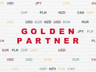 Business concept: Golden Partner on wall background