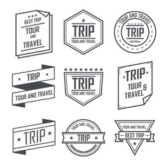 Obraz premium Tour and travel trip labels and stickers vintage emblem design.