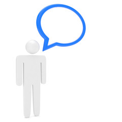 3d man with talk bubbles isolated over a white background
