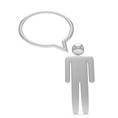 3d man with talk bubbles isolated over a white background