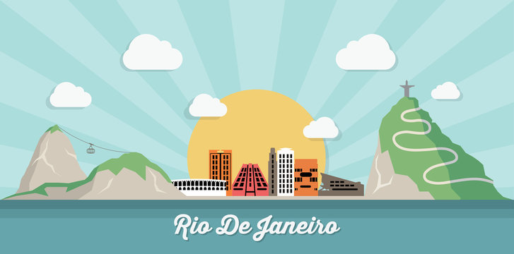 Rio De Janeiro skyline - flat design