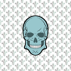 Skull vector, background lily flower
