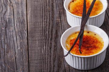 Creme brulee - traditional french vanilla cream dessert.