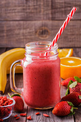 Blended smoothie with ingredients.