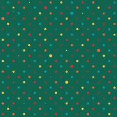 Rainbow Polka dot Green Background Vector Illustration.